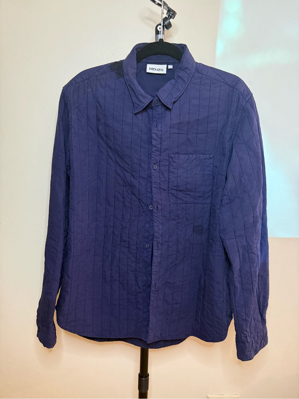 Kenzo Men's Quilted Button-Down Shirt - Deep Purple